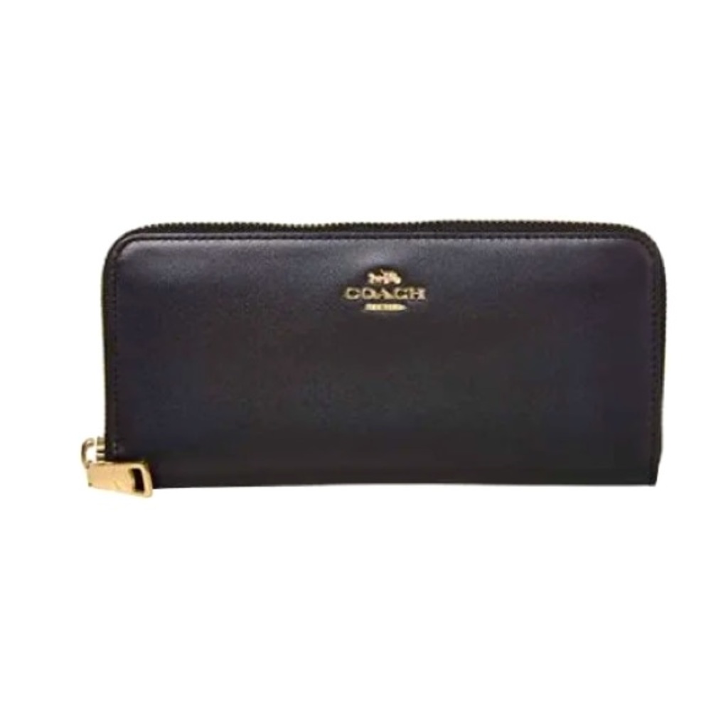 EUC Coach Black Slim Accordion Zip Wallet